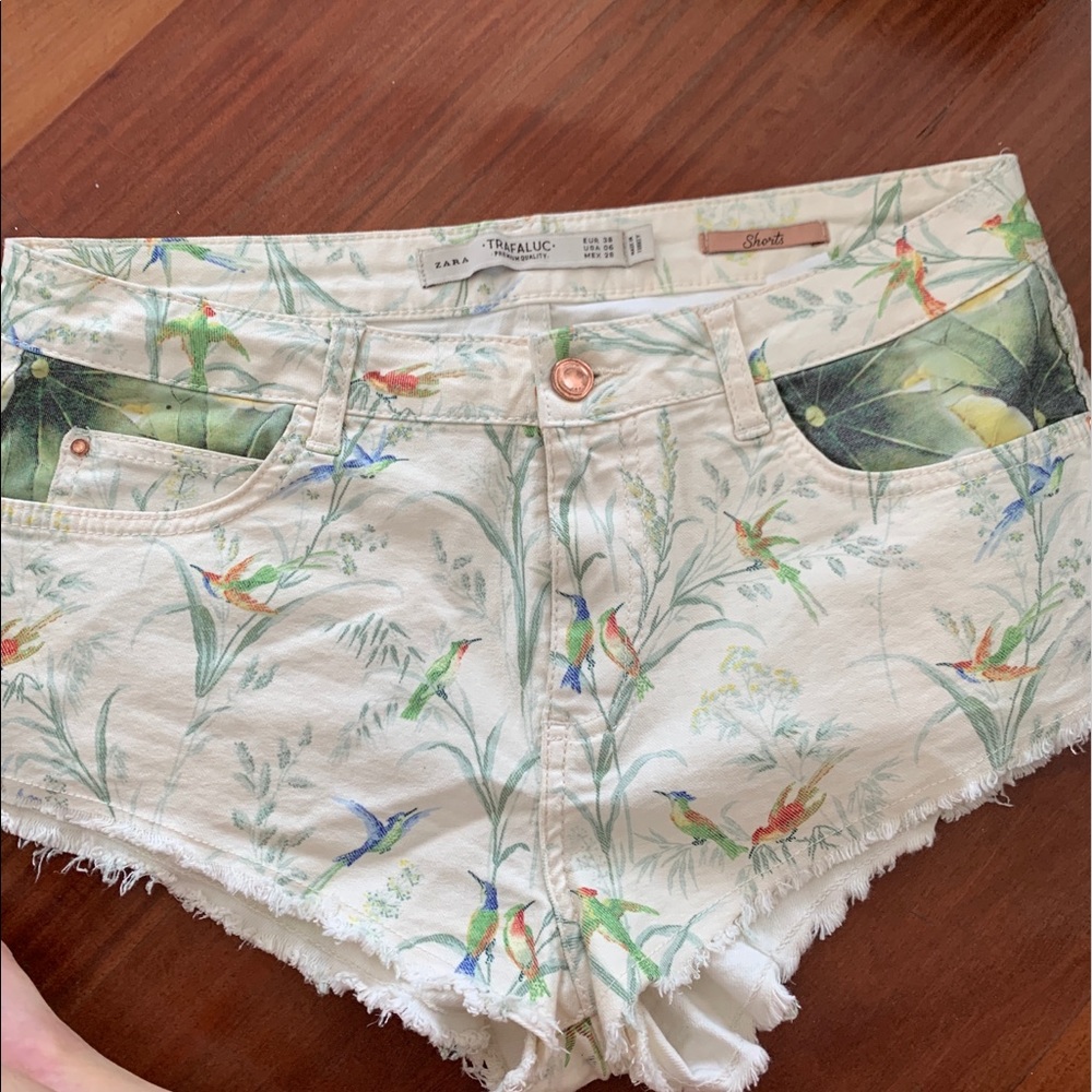 Floral denim shorts